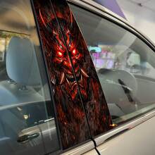 Oni-masker met gloeiende ogen pilaar deuren vinyl sticker decal_2