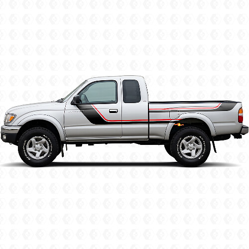 Twin Stripes-deur- en achterzijvinylstickerkit voor Toyota Tacoma 1995-2004 1