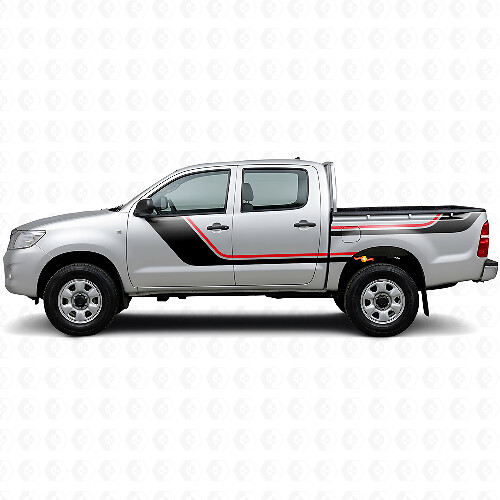 Twin Strepen Deur en Achterzij Vinyl Decal Kit voor Toyota Hilux 2004-2015