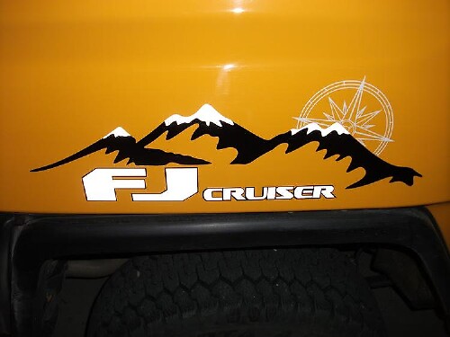PAAR Bergen Toyota FJ Cruiser zijvinylstickers stickers 2 kleuren