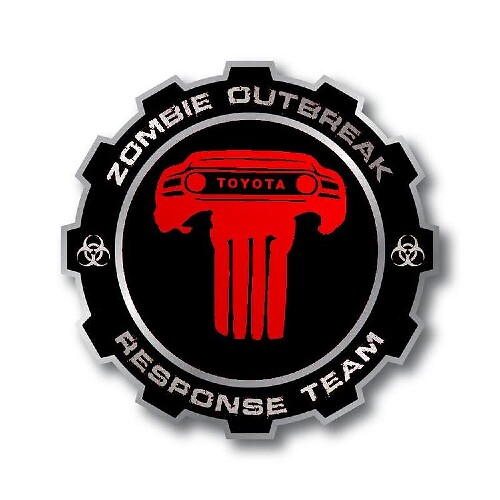 PAIR ZOMBIE OUTBREAK RESPONSE TEAM Toyota FJ Cruiser vinyl stickers aan de zijkant