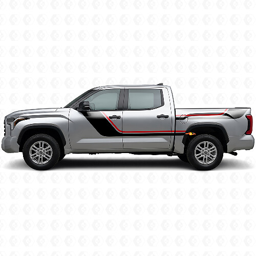 Twin Stripes Deur- en Achterzijzijde Vinyl Decal Set voor Toyota Tundra 2022+ 1