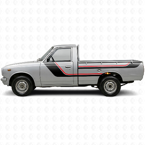 Twin stripes deur- en achterzijraam vinyl decal set voor Toyota Hilux 1968-1972