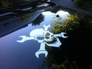 Skull Spanners dwars HOOD Decal Sticker past op Toyota FJ Cruiser Jeep Wrangler