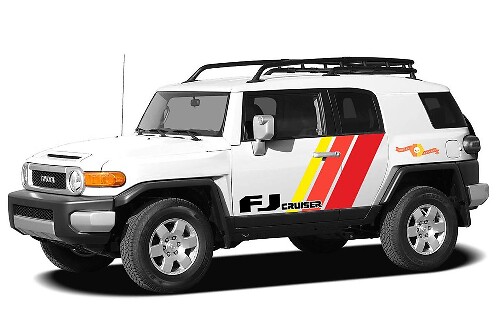 Vintage stijl deurstrepen vinyl decal kit met logo voor Toyota FJ Cruiser