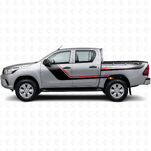 Twin Stripes Deur- en Achterzij Vinyl Decal Kit voor Toyota Hilux 2015+