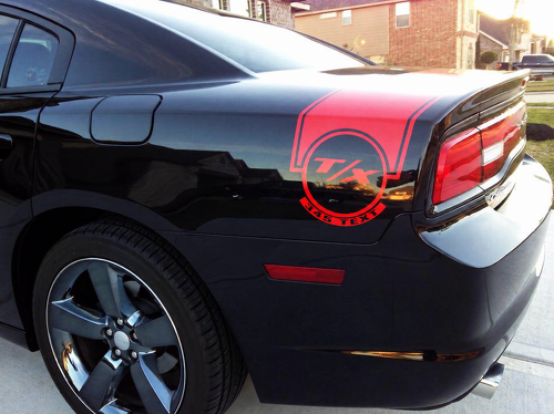 Aangepaste Tekst T/X 345 Cirkelstreep Achterspatbord Kofferbak Vinyl Decal Sticker voor Dodge Charger 2011-2014