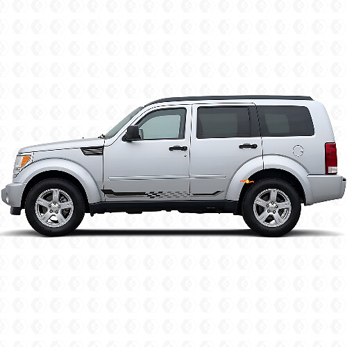 Vinyldecal met geruit vlag-zijkstrepen voor Dodge Nitro 2007-2011