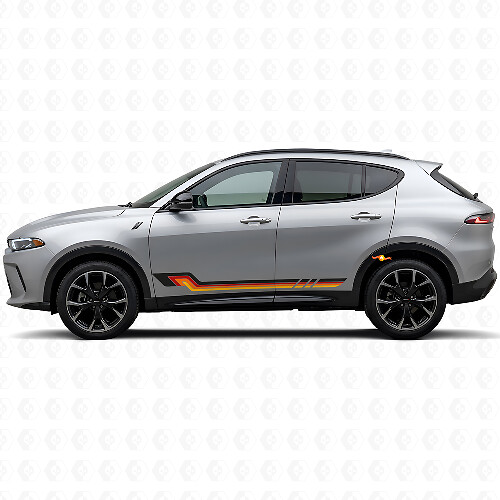 Vinylsticker in vintage stijl met zijstrepen voor Dodge Hornet 2023+