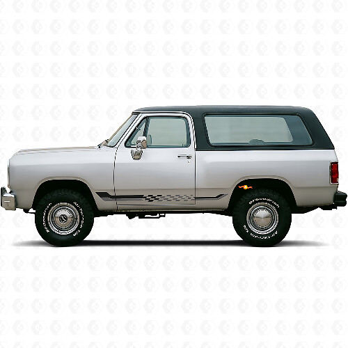 Vinyl Sticker met Geruite Vlag Zijstrepen voor Dodge Ramcharger 1974-1993 1