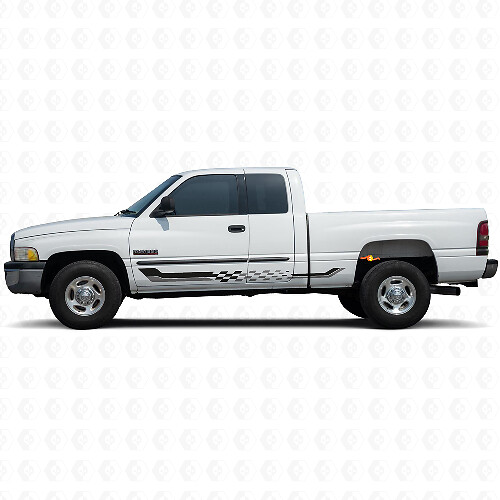Zwartwit Geruite Zijstrepen Vinyl Decal voor Dodge Ram 1500 1994-2001 1