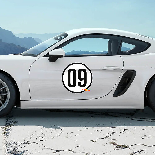 Heritage Stijl Deurnummer Rondel Vinyl Decal voor Porsche 718 Cayman