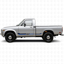 Vinylsticker met geruite vlag zijstrepen voor Toyota Hilux 1978-1983_2