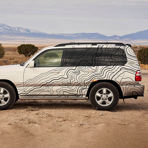 Topografische Stijl Zijstripes Vinyl Decal voor Toyota Land Cruiser 100