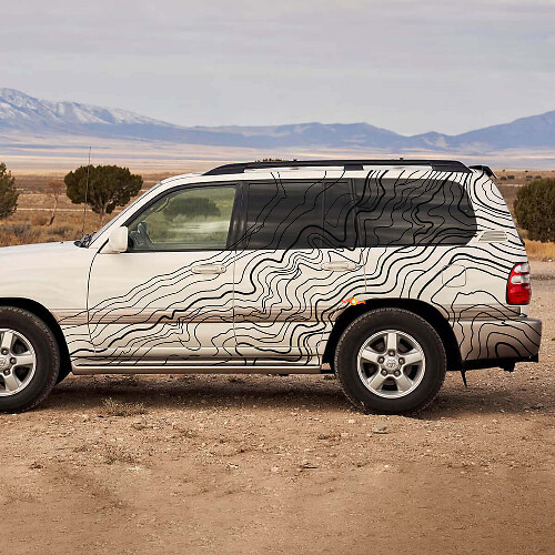 Topografische Stijl Zijstrips Vinyl Sticker voor Toyota Land Cruiser 100