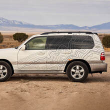 Topografische Stijl Zijstripes Vinyl Decal voor Toyota Land Cruiser 100 2