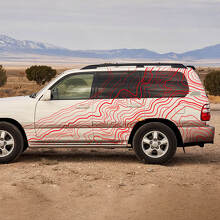 Topografische Stijl Zijstripes Vinyl Decal voor Toyota Land Cruiser 100 3