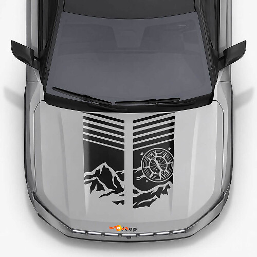 Mountain Style motorkapstrepen vinyl decal voor Jeep Compass 2026