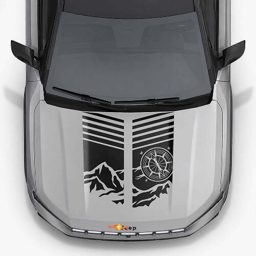 Mountain Style motorkapstrepen vinyl decal voor Jeep Compass 2026