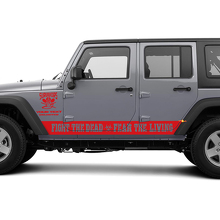 Fight The Dead Fear The Living Zijstrepen Vinyl Stickers voor Jeep Wrangler Rubicon_3