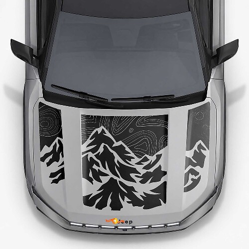 Vinylsticker met bergtopografische stijl motorkapstrepen voor Jeep Compass 2026 1