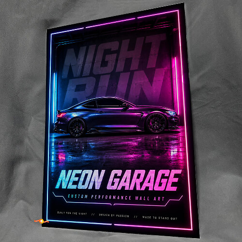 Neon Garage Performance Glanzend Acryl Wandpaneel