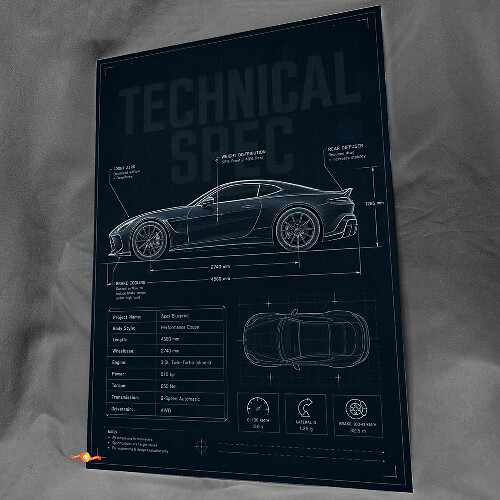 Technische specificatie tekening Glanzend acryl wandpaneel