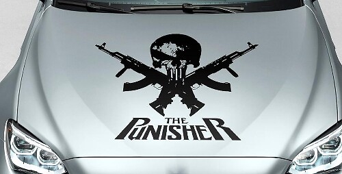 Punisher Skull en Pistolen Hood Vinyl Decal Sticker