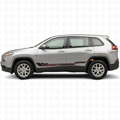 Gekromde Strepen Rocker Panel Vinyl Sticker voor Jeep Cherokee KL 2013-2023