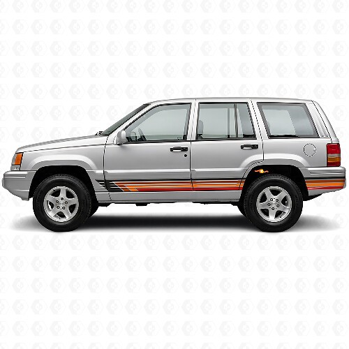 Vintage rechte strepen zijvinylsticker voor Jeep Grand Cherokee 1993-1998
