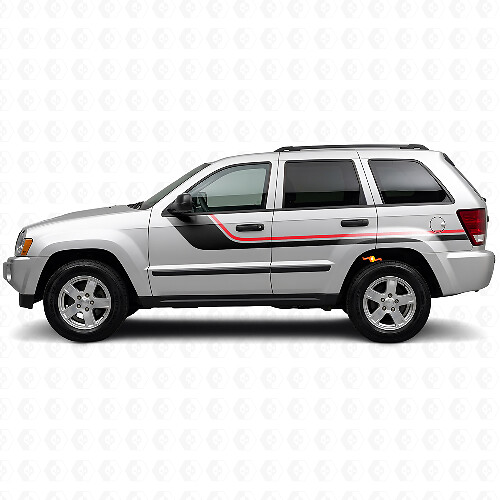 Twin Strepen Zij Vinyl Decal voor Jeep Grand Cherokee 2005-2010