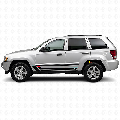 Vinylsticker met dubbele strepen voor dorpelpanelen voor Jeep Grand Cherokee 2005-2010