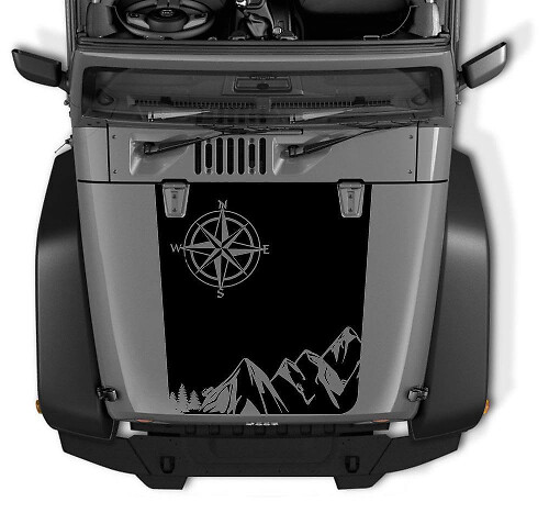 Compass Mountain Style Motorkap Vinyl Sticker voor Jeep Wrangler