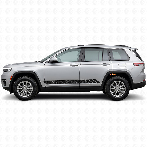 Topografische stijl strepen zij vinyl decal voor Jeep Grand Cherokee 2021+