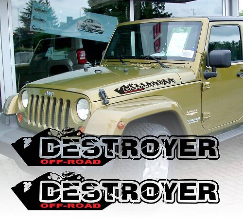 Destroyer Off-Road Motorkap Zij Vinyl Decal Set voor Jeep Wrangler
