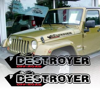 Paar DESTROYER Wrangler-stickerset Jeep-stickers kap spatbord afbeelding TJ JK CJ YJ rubicon