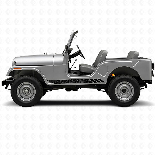 Topografische Stijl Strepen Zij Vinyl Sticker voor Jeep CJ-5 1955-1983_1
