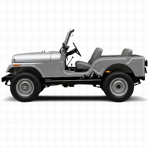 Mountains Dunne Strepen Zijkant Vinyl Sticker voor Jeep CJ-5 1955-1983