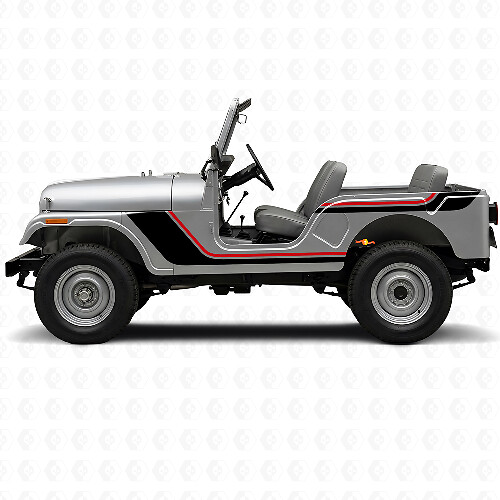Twin Stripes Zijkant Vinyl Sticker voor Jeep CJ-5 1955-1983_1