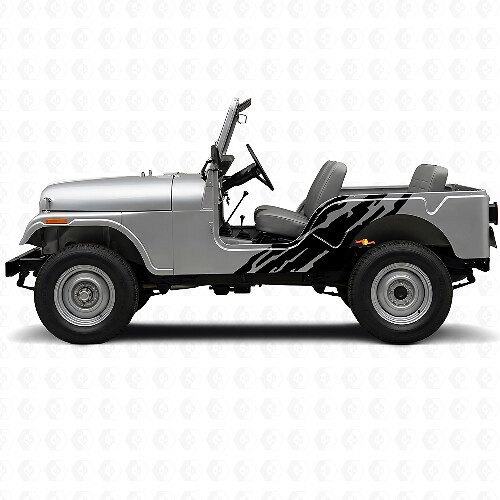 Modderspat Grafische Zijvinylsticker voor Jeep CJ-5 1955-1983_1