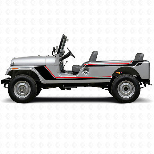 Twin Stripes Zijdelingse Vinyl Decal voor Jeep CJ-6 1955-1975_1