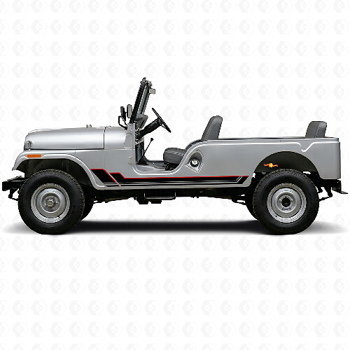 Twin Stripes Rocker Panel Vinyl Stickers voor Jeep CJ-6 1955-1975_1