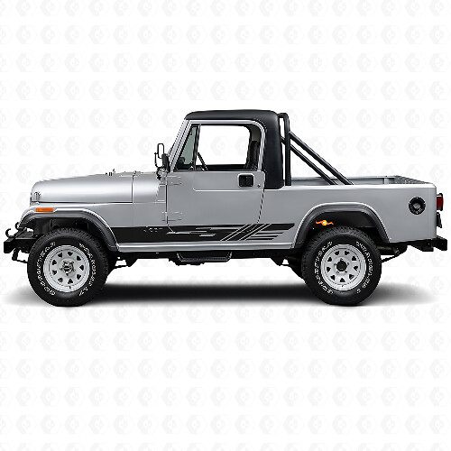 Geïllustreerde zijstrepen vinylstickerset voor Jeep CJ-8 Scrambler 1981-1986_1