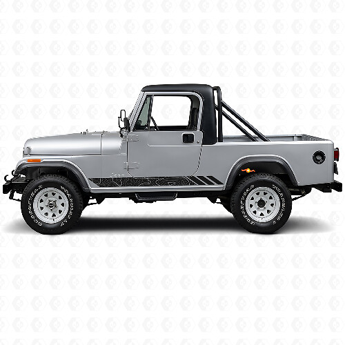 Topografische Stijl Strepen Zij Vinyl Decal voor Jeep CJ-8 Scrambler 1981-1986_1