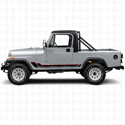 Twin Stripes Rocker Panel Vinyl Decal voor Jeep CJ-8 Scrambler 1981-1986_1