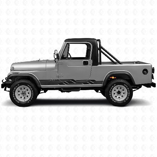 In elkaar grijpende strepen zijvinylsticker voor Jeep CJ-8 Scrambler 1981-1986_1