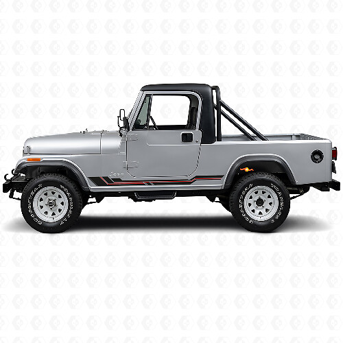 Vinylsticker met Gebogen Lijnen voor Rocker Panel voor Jeep CJ-8 Scrambler 1981-1986_1