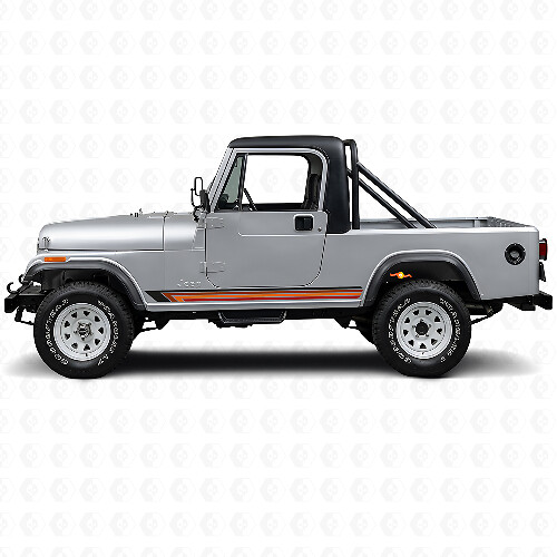 Vintage rechte strepen zijkant vinyl sticker voor Jeep CJ-8 Scrambler 1981-1986_1