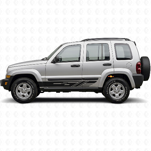 Gedecoreerde zijstrepen vinyl sticker set voor Jeep Liberty 2002-2012