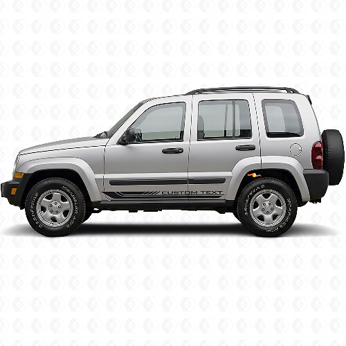 Geblokte Gebogen Zijstrepen Vinyl Sticker voor Jeep Liberty 2002-2012_1